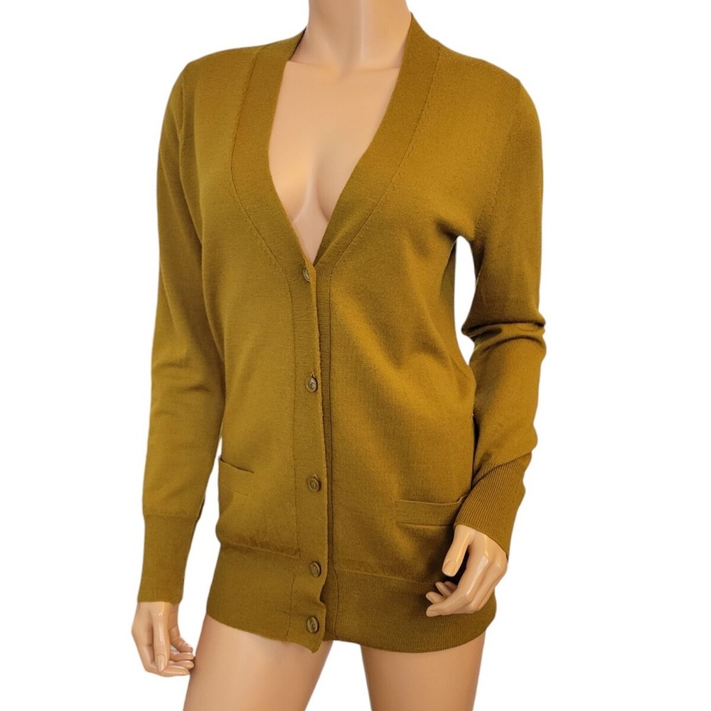 J. Crew Cardigan Sweater Women’s Medium 100% Merino Wool Button Front Mustard